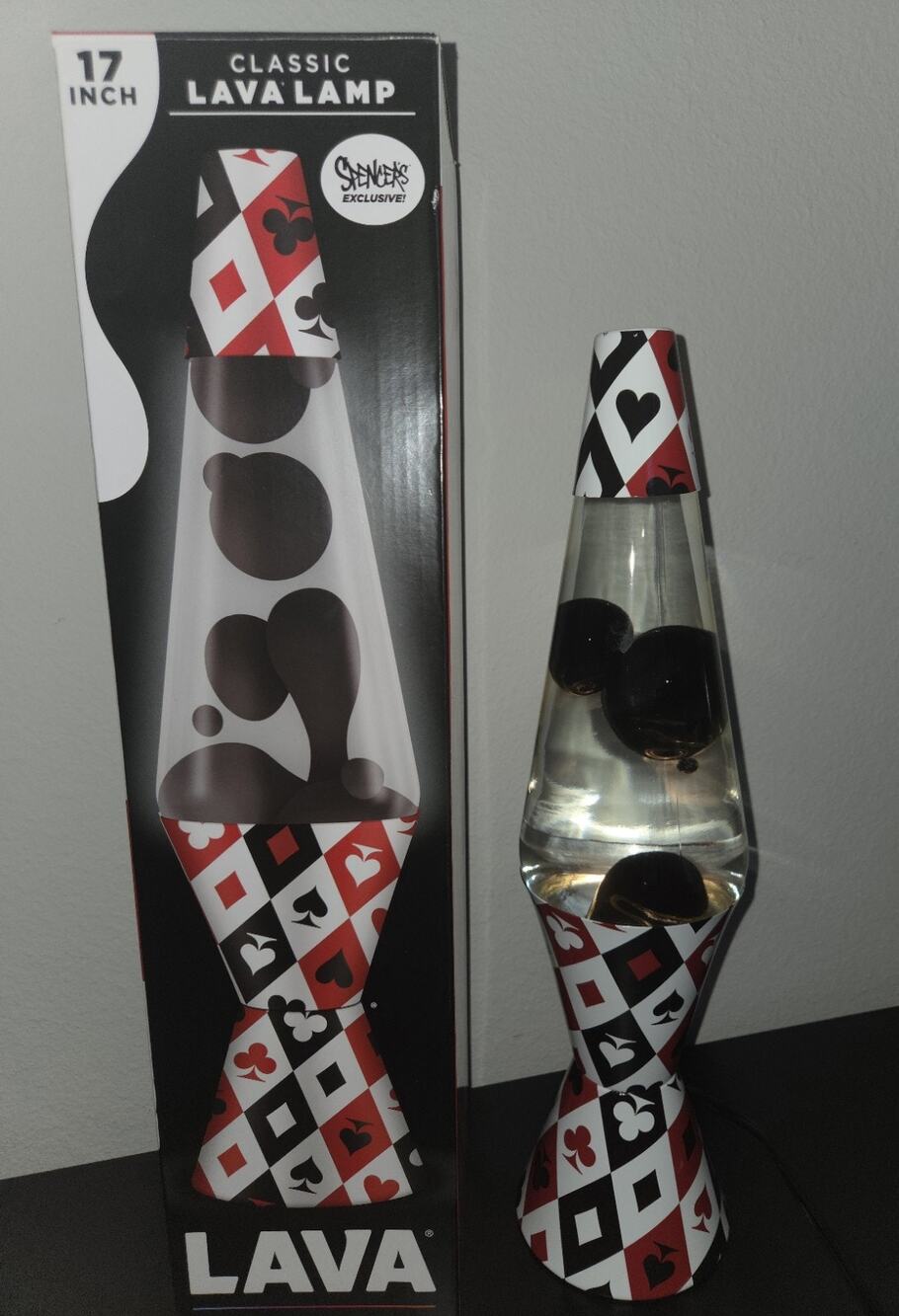 New Lava Lamp Highest Suit Playing Card 17" Black Wax 32 Oz Casino Poker Rare
